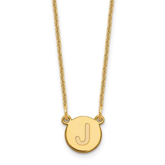 Kazi Luxury 14k Yellow Gold Tiny Circle Block Letter J Initial Necklace - Picture 1 of 2
